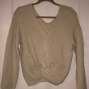 Twist Front Sweater (Beige)